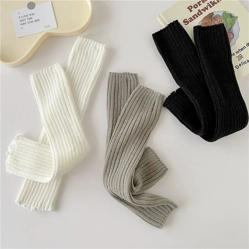 Y2K Women's Wool Knitted Leg Warmers Japanese Lolita Long Socks Boot Cuffs Autumn Winter Foot and Arm Covers