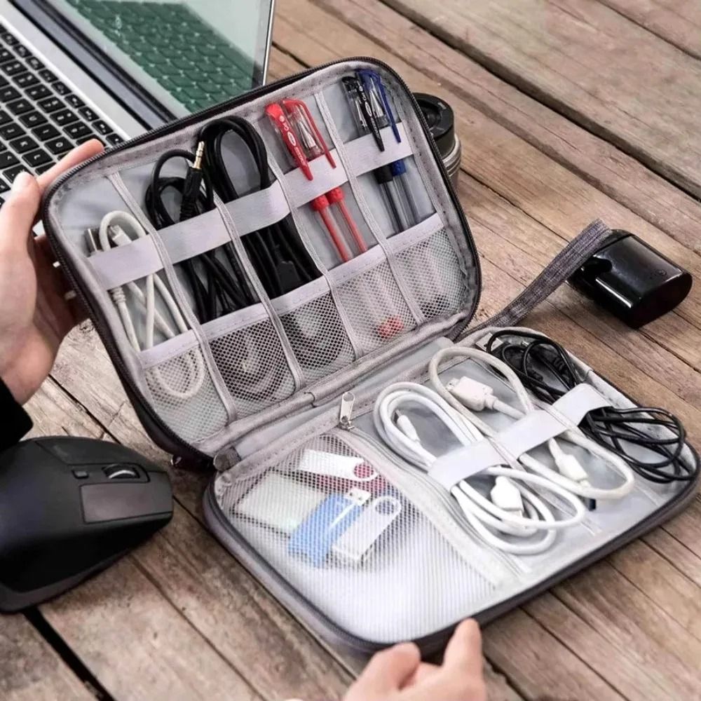 Portable Electronic Accessory Organizer – High-Performance Waterproof Travel Bag for USB, Data Cables, and Charger Plugs