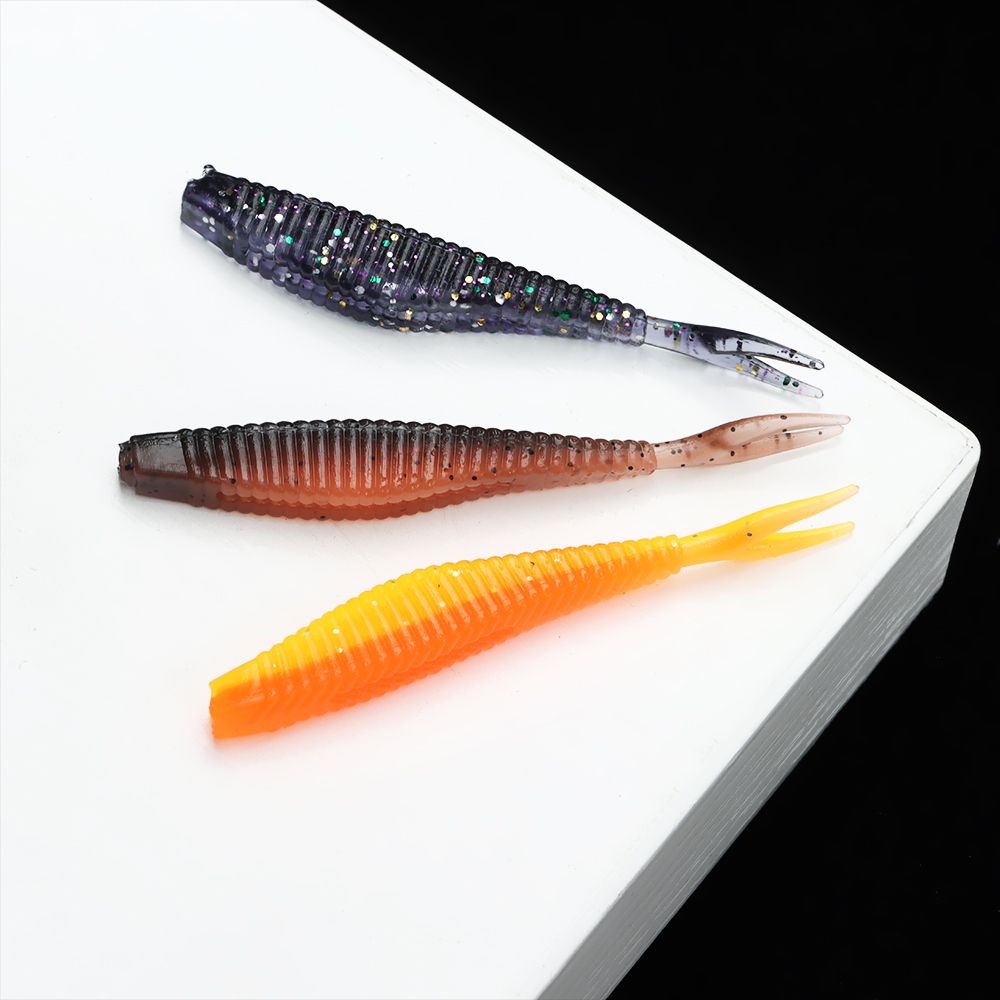 Forked Tail Fishing Worm Bait, Multicolor Soft Silicone Fishing Bait, Fishing Tackle Accessories