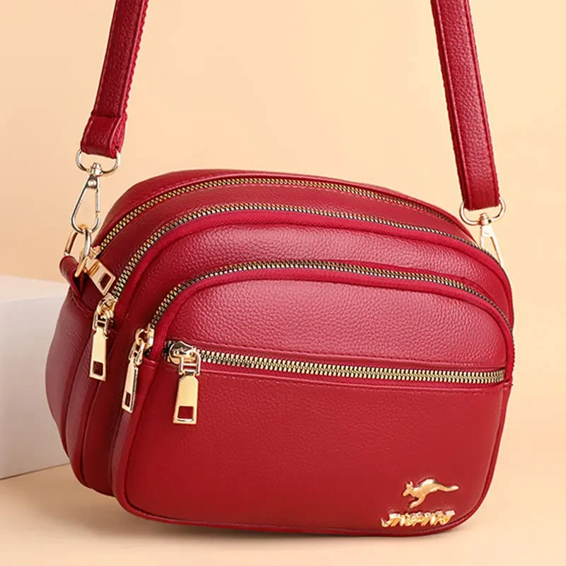 Luxury Ladies Handbag with Multi-pocket Design, High Quality Soft Leather Shoulder Messenger Bag