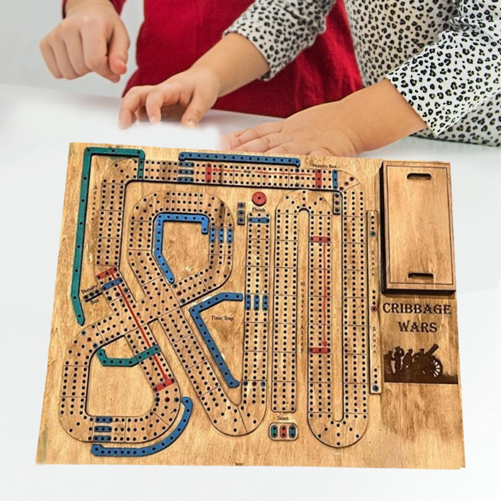 Wood Ornament Traditional Cribbage Board Game Set, Classic Wooden Design for Adults & Kids