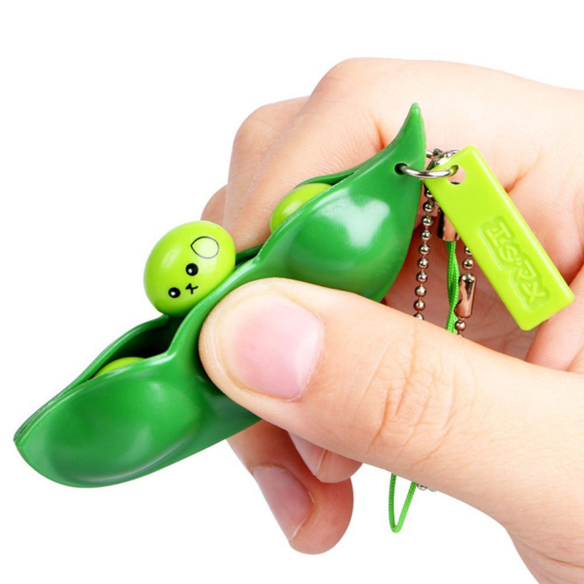 Decompression Fidget Toys Edamame Squishy Beans Squeeze Peas Keychain Cute Stress Relief Adult Toy