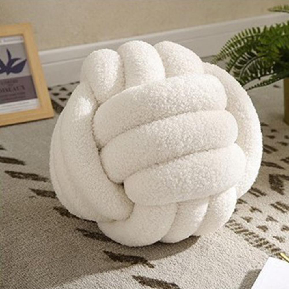 Hand-woven Knotted Ball Plush Pillow Indeformable Eco-friendly Throw Pillow Back Support