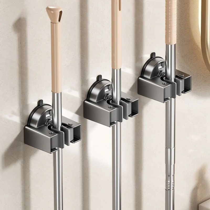 No Drill Suction Cup Mop and Broom Holder