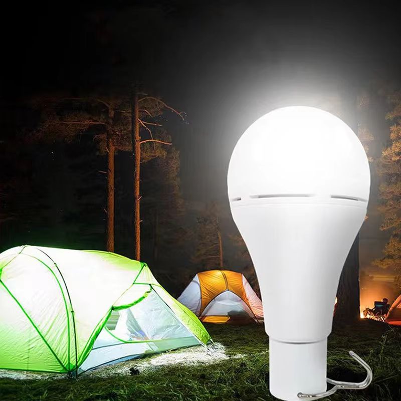 Solar Rechargeable Light Bulb with USB 5V Charging and Hanging Hook