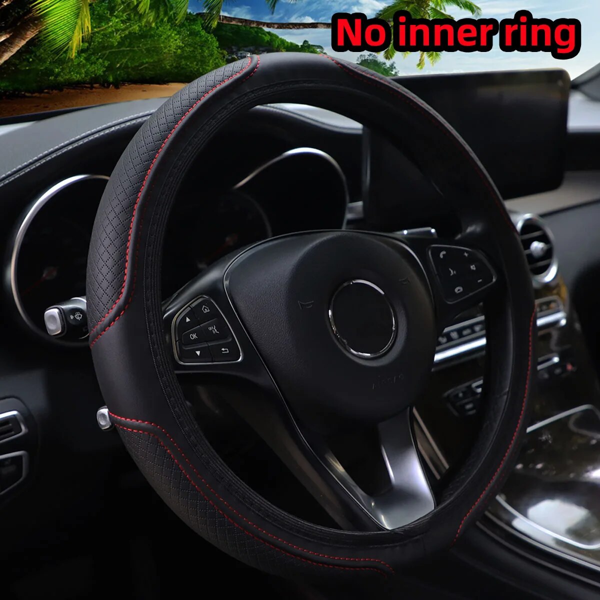 Artificial Leather Three Dimensional Embossed Steering Wheel Cover