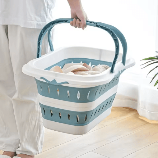 Collapsible Oval Laundry Basket with Handles Space Saving Washing Tub