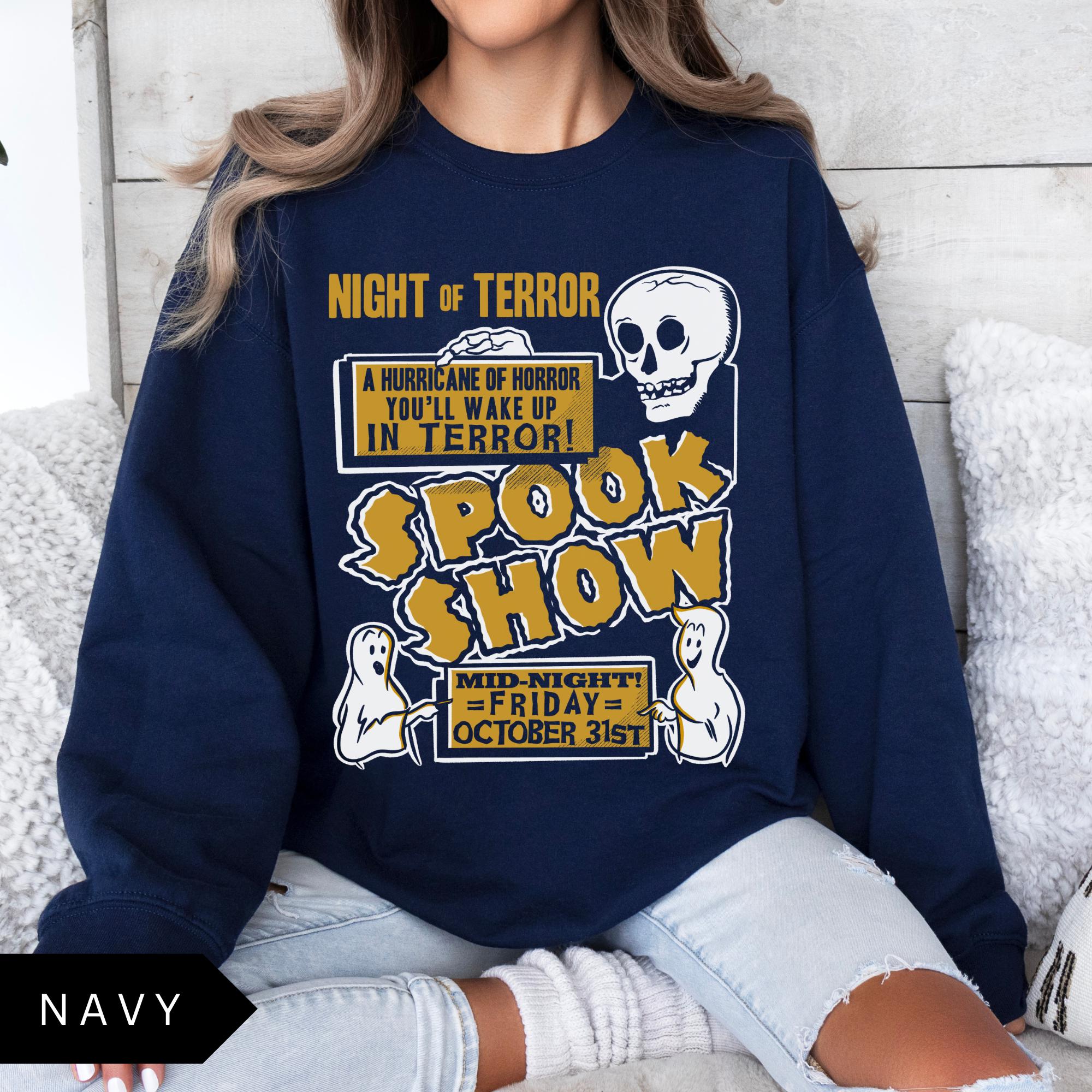 Retro Halloween Spook Show Sweatshirt, Halloween Aesthetic, Vintage Halloween Sweatshirt, Night of Terror Horror Shirt