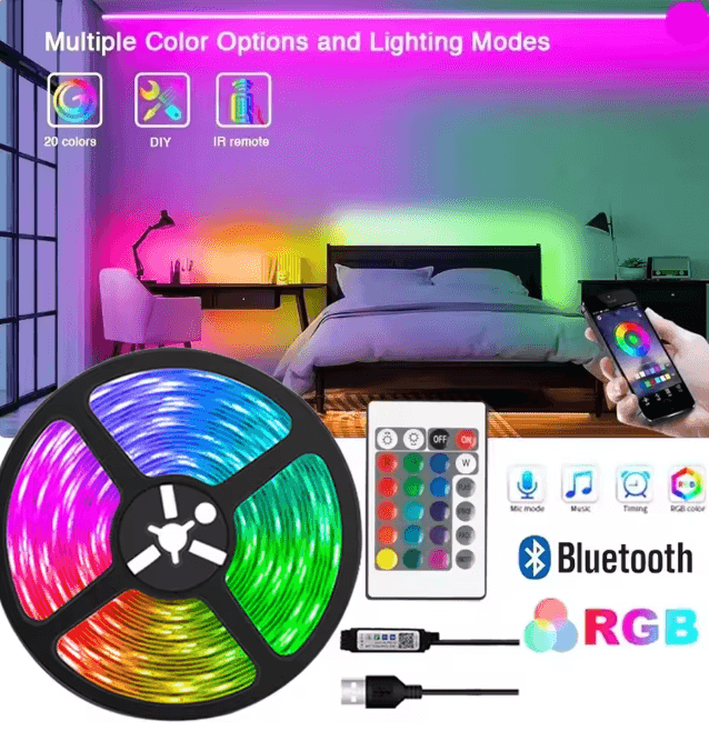 RGB LED Strip Lights USB Bluetooth Remote Color Changing Light Tape