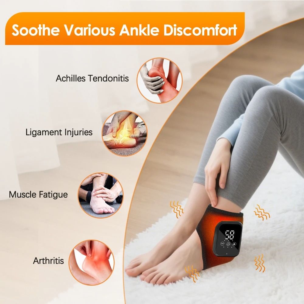 Electric Ankle Brace With Heat Compression And Vibration Massage Therapy