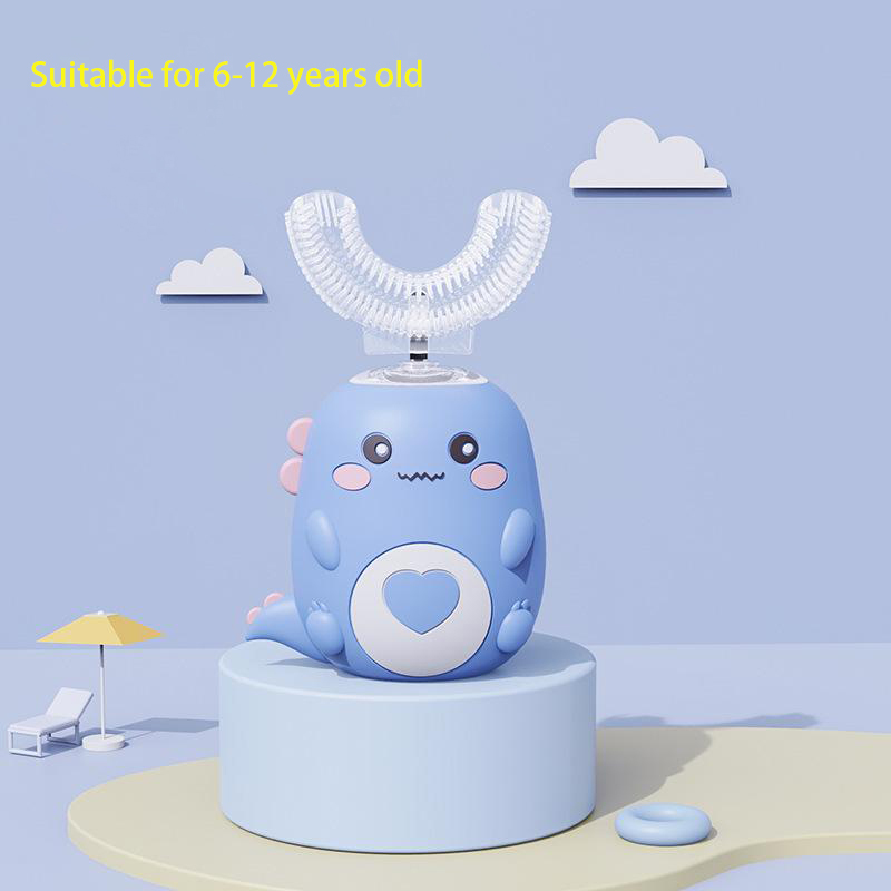 Smart Cartoon Kids Silicone Toothbrush, Children U-shaped Electric Toothbrush, Automatic Rechargeable Sonic Toothbrush