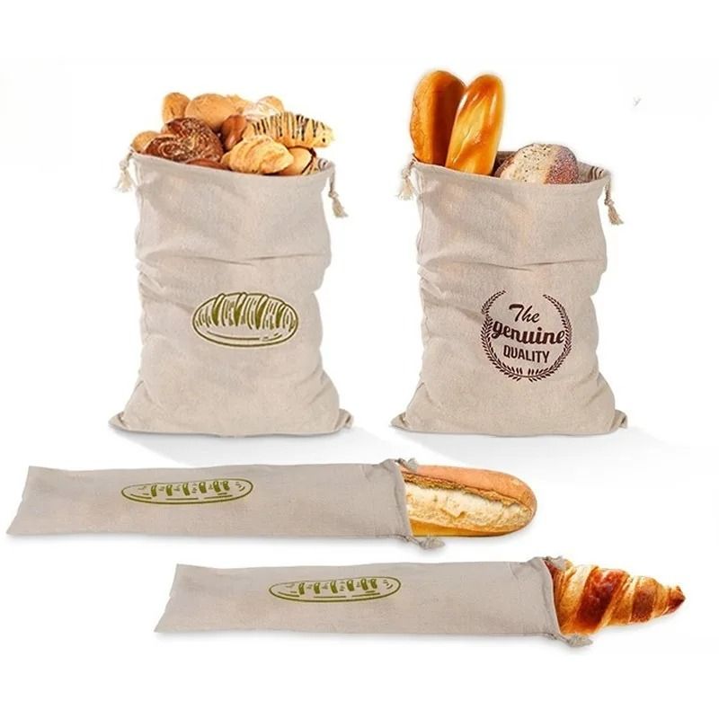 Reusable Linen Bread Storage Bag with Drawstring for Homemade Artisan Loaves