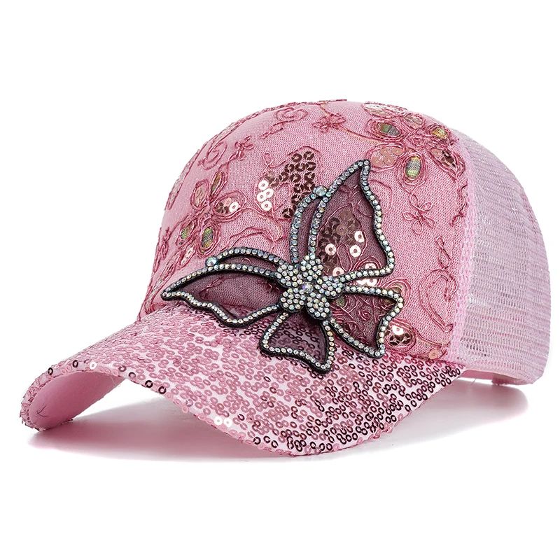 Butterfly Flower Pendant Baseball Cap – Adjustable Women's Streetwear Summer Trucker Hat