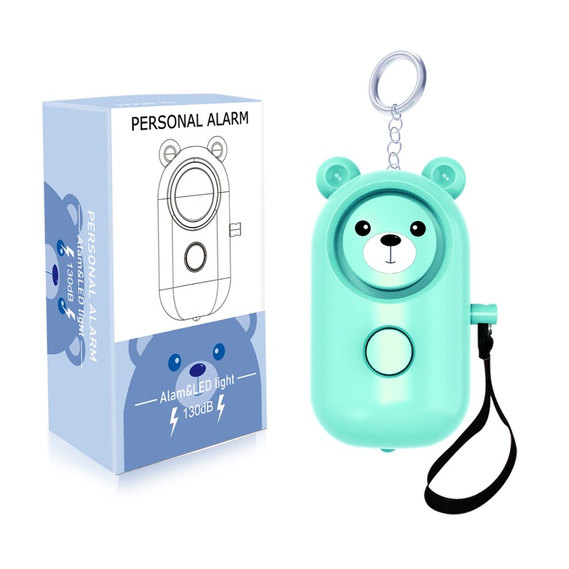 Bear Style Emergency Alarms, Security Alarm Keychain, Protective Devices Personal Siren Ring with LED Light
