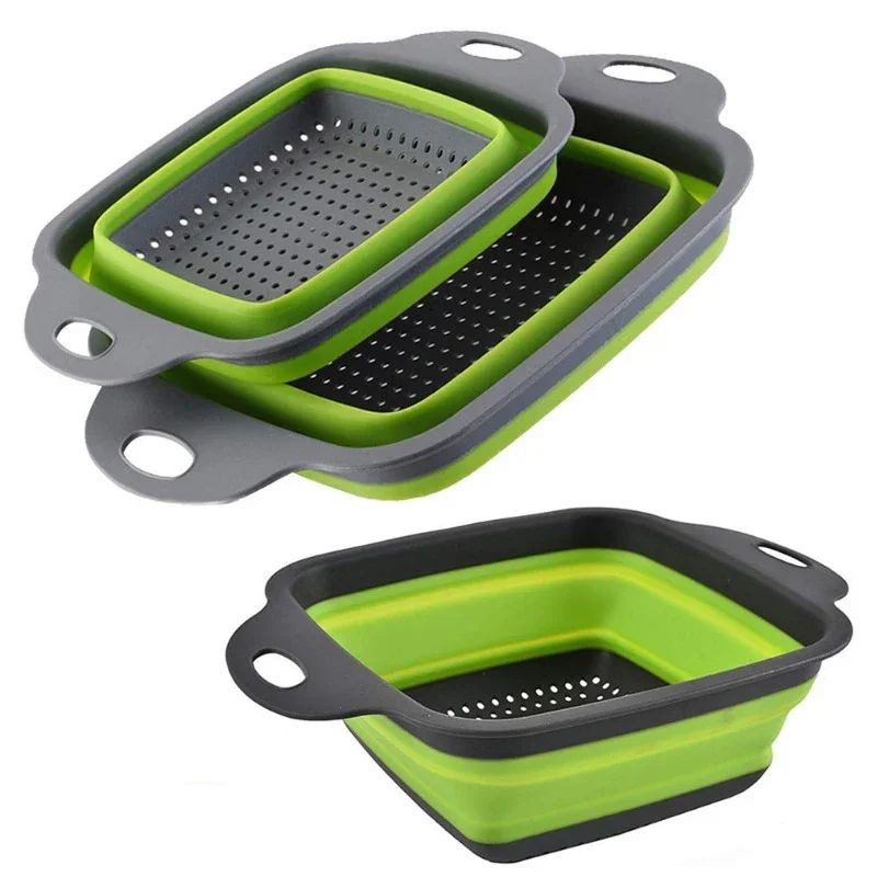 Foldable Silicone Drain Basket – Collapsible Fruit & Vegetable Washing Colander