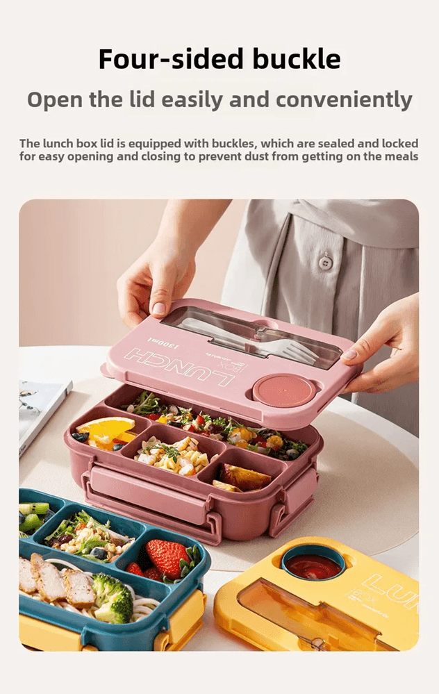FreshPort 1300ML Bento Lunch Box with Fork and Spoon – Leakproof Food Storage Container for Kids and Office