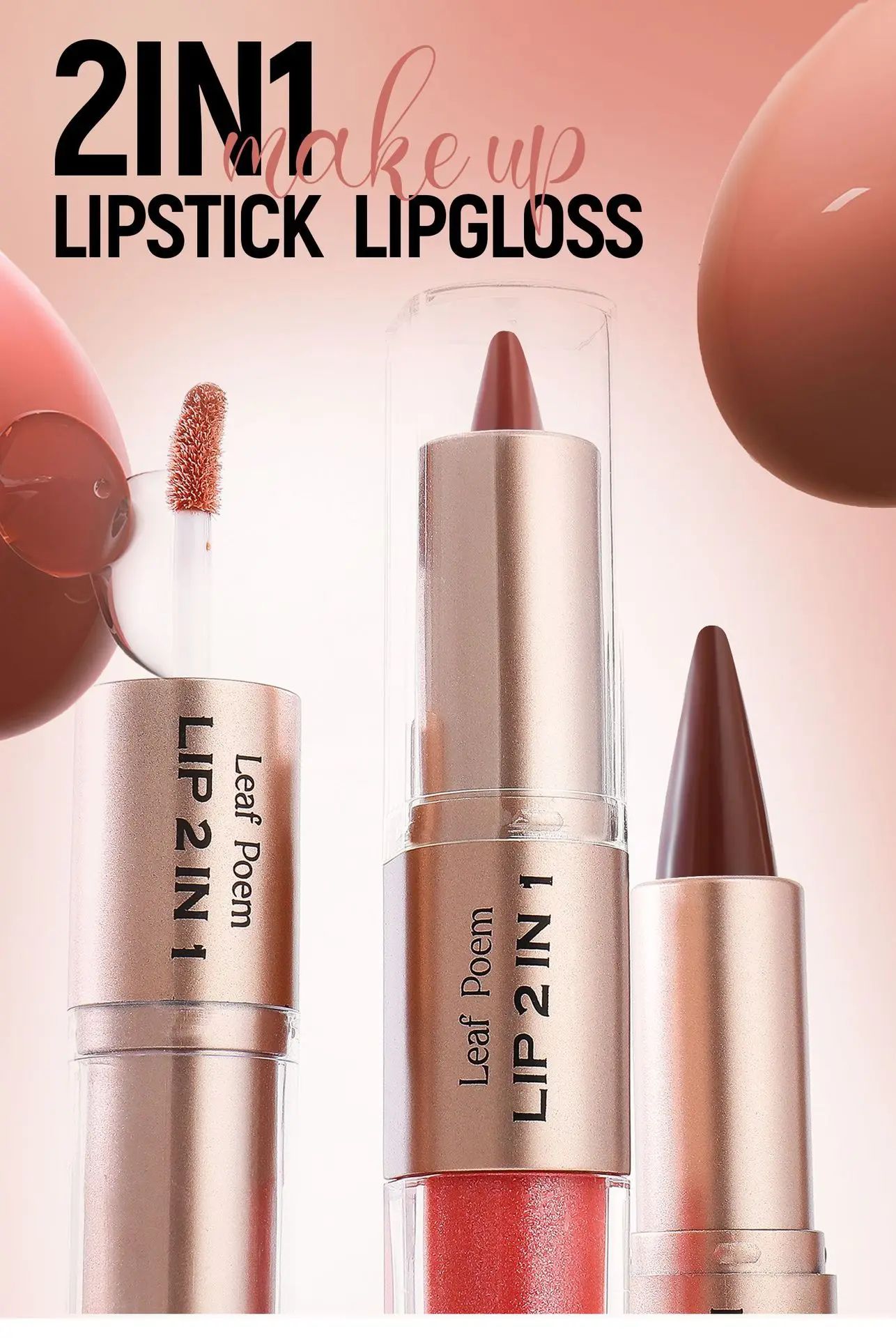 Black Brown Double-Head Lip Liner and Gloss Set