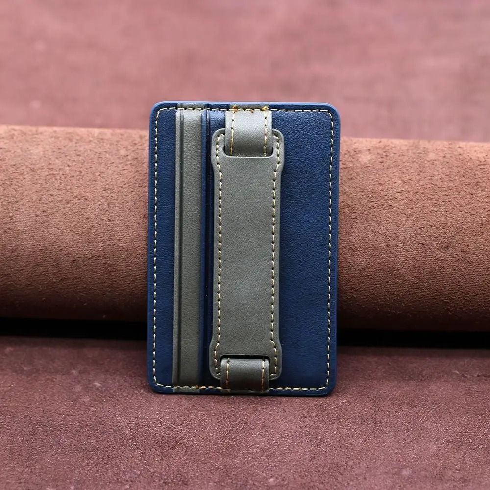 Adhesive Phone Wallet with Integrated Grip Strap
