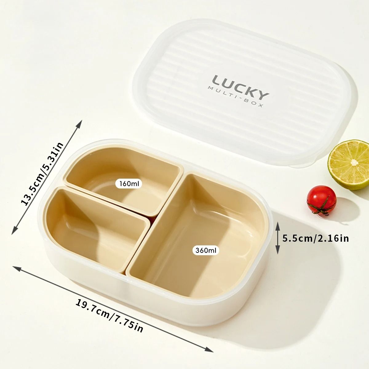 Divided Lunch Box 3 Compartment Portable Microwave Safe Food Container