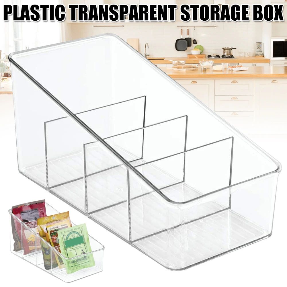 4 Tier Clear Pantry Organizer Stackable Storage Bins for Kitchen and Fridge