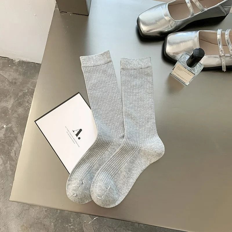 Trendy Striped Angola Red Pile Up Socks Thin Summer Ankle Socks JK Simple Stacked Socks