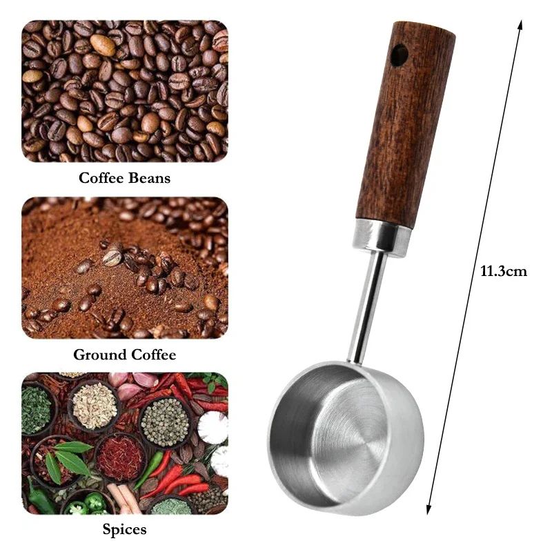 15ml Stainless Steel Coffee Measuring Spoon with Wooden Handle