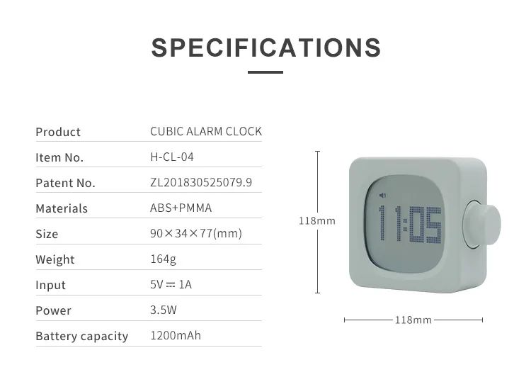 Square Digital LED Alarm Clock with USB Charger & Timer