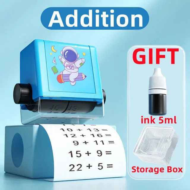 2-in-1 Math Roller Stamp Within 100 – Refillable Fill-in-the-Blank Practice Tool