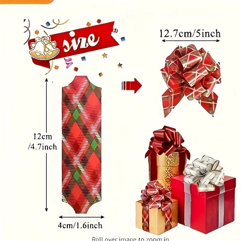 12pcs Random Design Festive Christmas Gift Bow Ribbon Ties