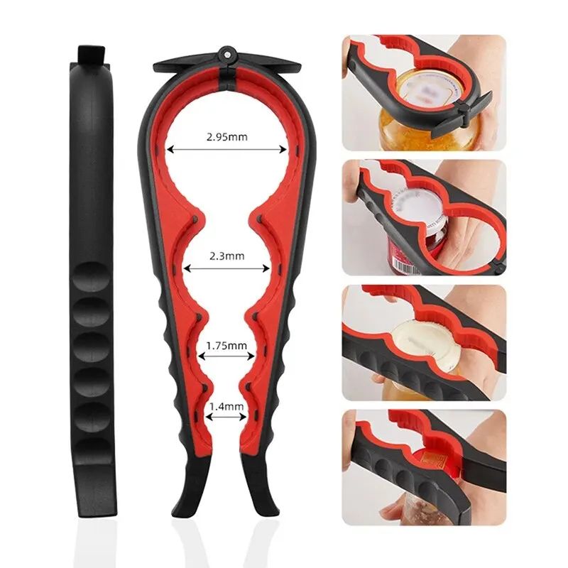 4-in-1 Multi-Function Can & Bottle Opener | Anti-Slip Cap Twister with 4 Positions for Jars, Lids & Beverage Caps