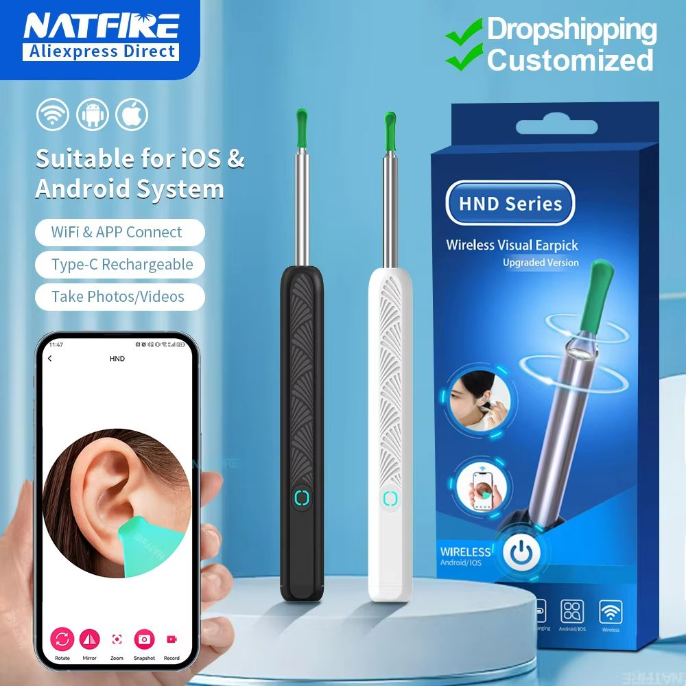 Wireless Ear Cleaner with Camera – USB-C Rechargeable Otoscope Earwax Removal Tool