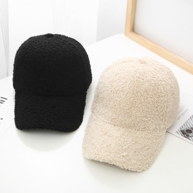Plush Baseball Caps Spring, Autumn Winter Baseball Cap Women, Tide Warm Lamb Wool Hats