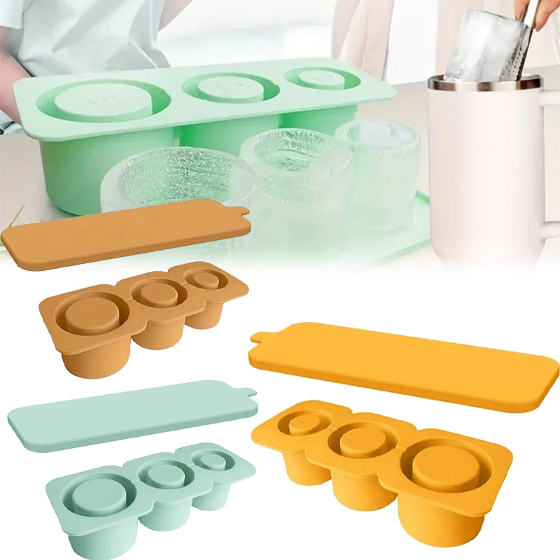 Silicone Ice Cube Mold Reusable Cylindrical Tray for Quick Freezing and Easy Demolding