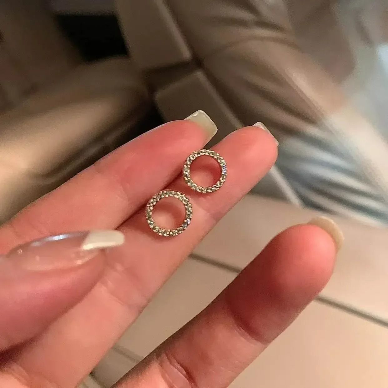 Delicate Small Circle Crystal Studs