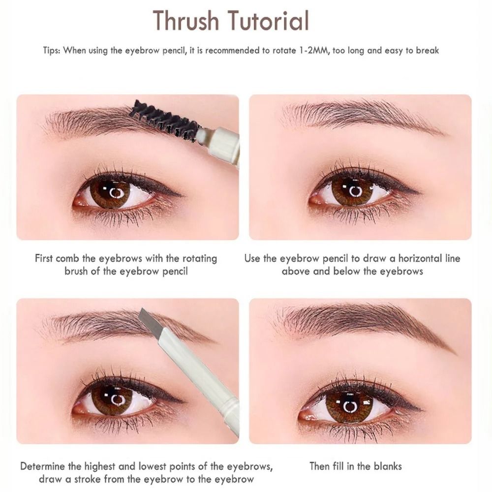 Thin Head Waterproof Double Ended Eyebrow Pencil with Brush