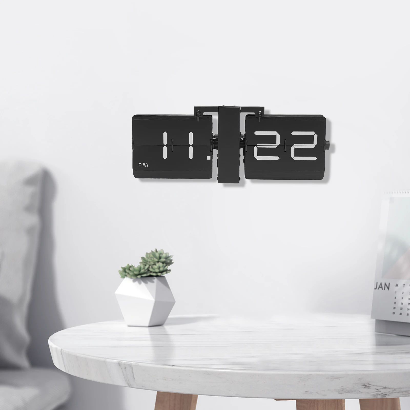 Retro Flip Clock Battery Operated Wall and Tabletop Vintage Desk Clock with Large Digital Display
