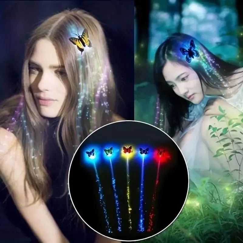 Braids Wig Women Party Hair Accessories Colorful Butterfly Lights, Random Color Festival Fun