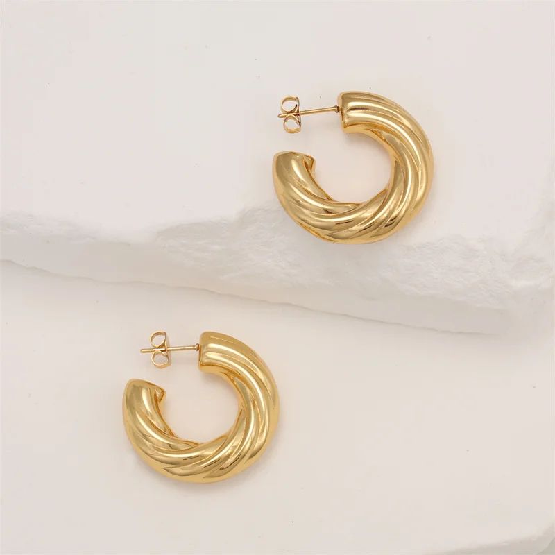 Twist Hollow Tube Stainless Steel Earrings – Chic Twist Dangle Earrings for Women