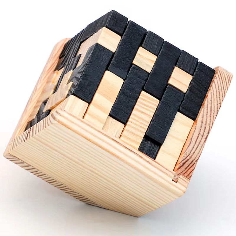 3D Luban lock puzzle Wooden Cube Interlocking IQ Challenge Toy