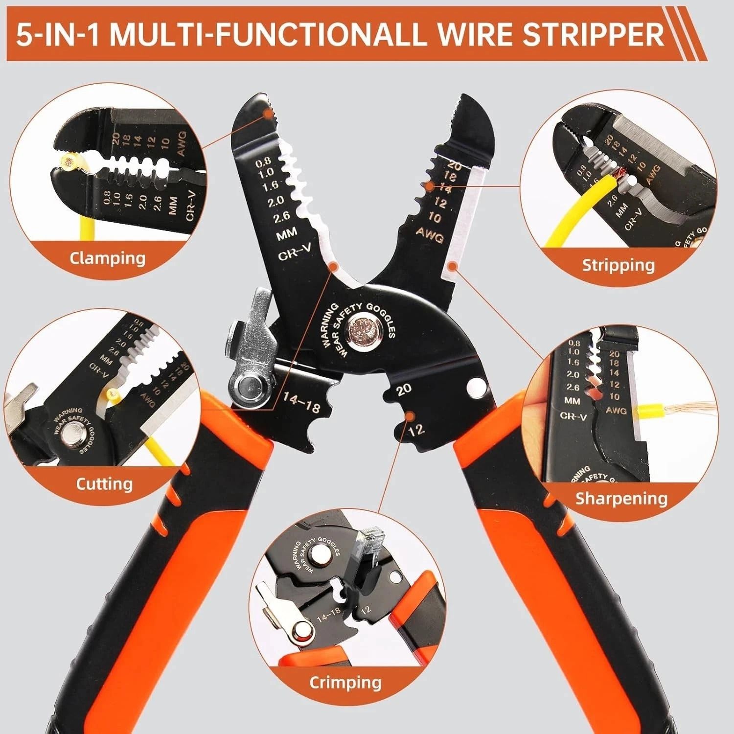 Crimper Cutter, Wire Strippers Pliers Tool AWG Electric Wire