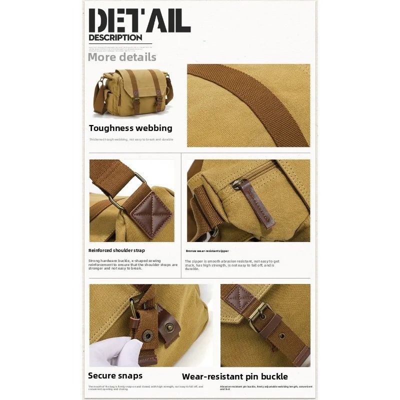 Retro Canvas SLR Camera Satchel Waterproof Messenger Bag with Removable Liner
