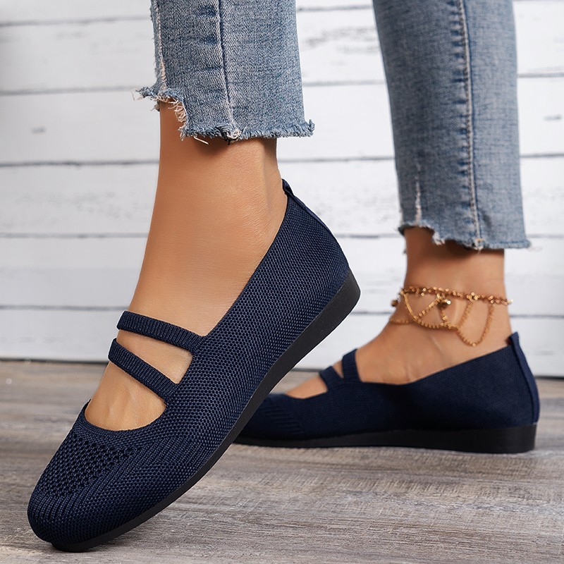 Elastic Knitted Breathable Flats for Women Lightweight Slip-On Loafers Summer Casual Shoes