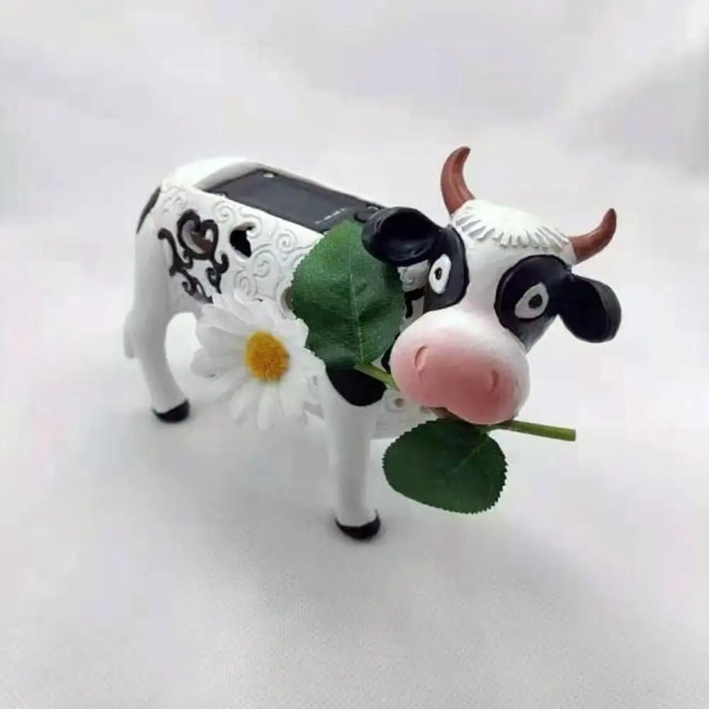 Solar Cow Garden Statue Light | Hand-Painted Resin Animal Ornament for Indoor & Outdoor Decor