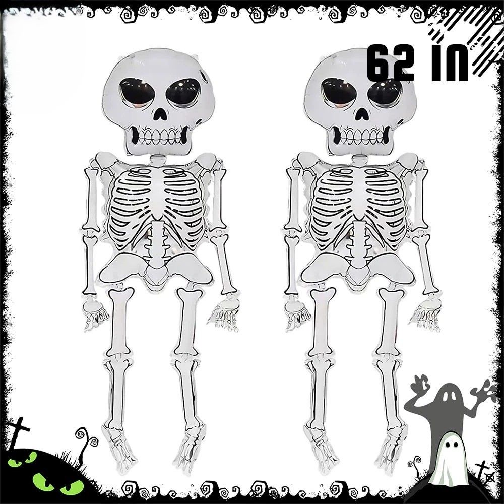Skeleton Balloons Set, Halloween Aluminum Foil Balloons, Large Party Decor for Haunted Houses and More
