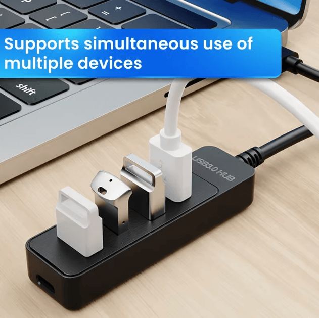 FlexiExpand USB 3.0 4-Port Hub Adapter – High-Speed Multi-USB Splitter for PC & Laptop