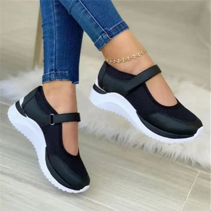 Womens Casual Knitted Sneakers with Thick Sole