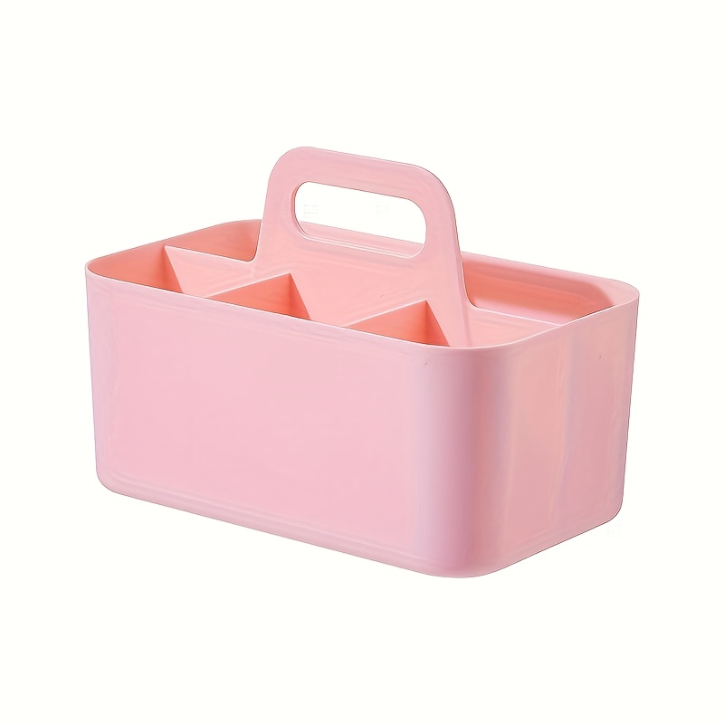 Plastic Storage Basket with Handle, Portable Stationery Box, Desk Organizer for Back To School