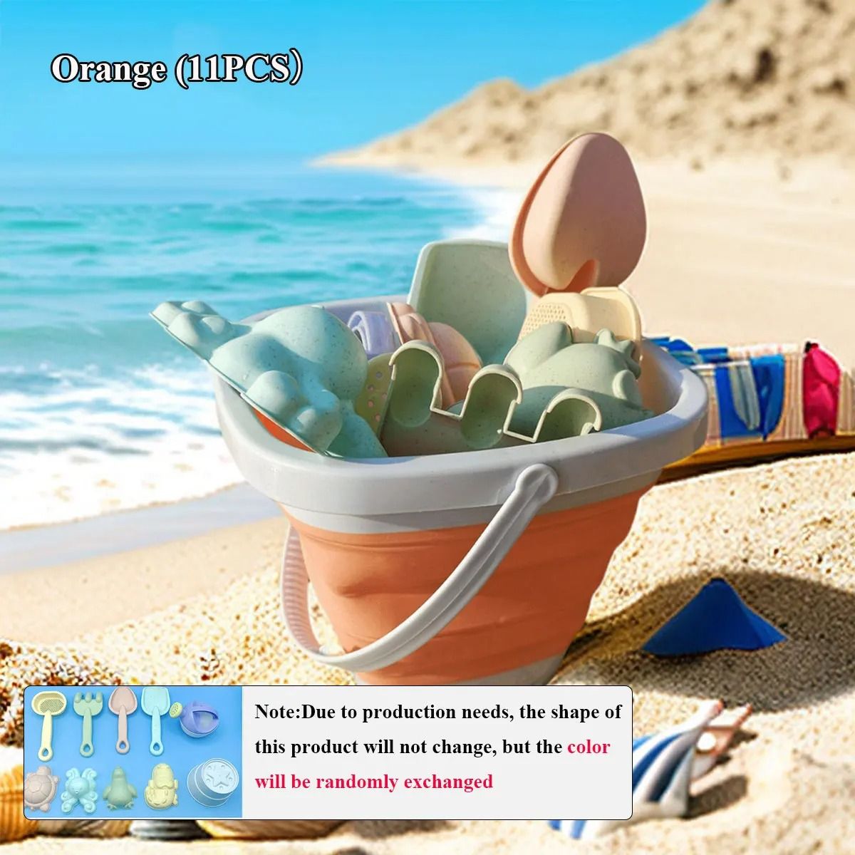 Kids Beach Sand and Water Play Set Folding Bucket Summer Toys