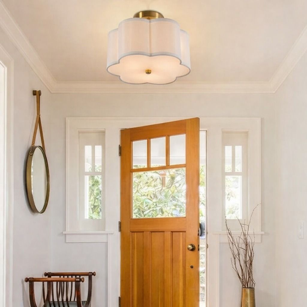 Flush Mount Pendant Lamp, Modern Ceiling Light, Drum Shade Chandelier
