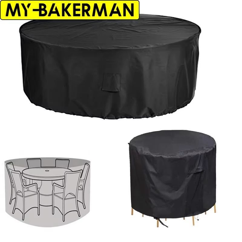 Waterproof Round Patio Table Cover (Multiple Sizes) Outdoor Garden Furniture Protector for Table and Chair Sets